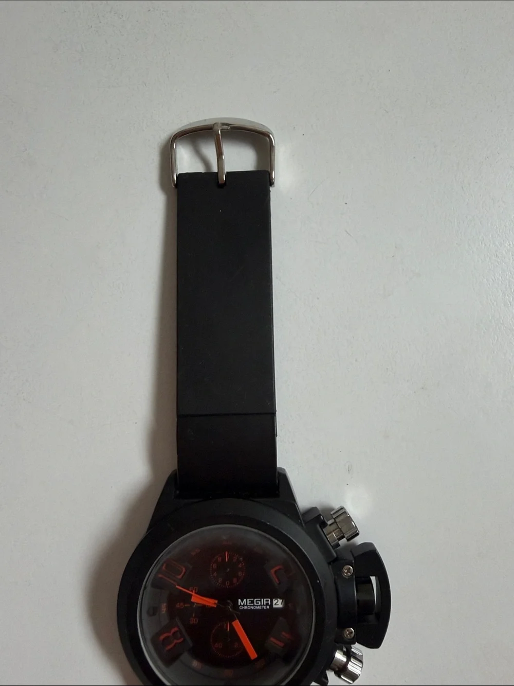 MEGIA Black and Orange Men's Watch needs battery